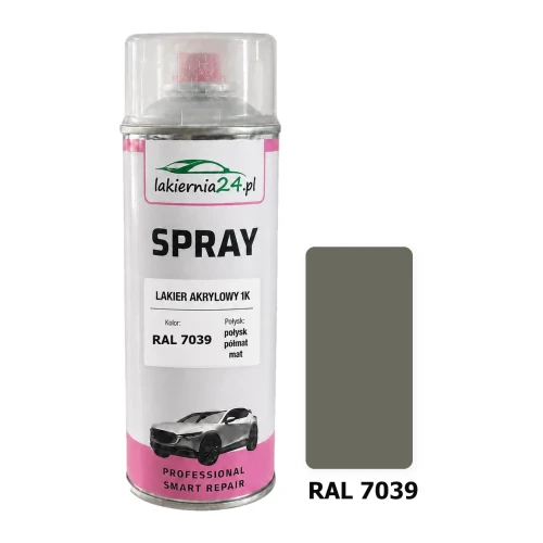 Lakier akrylowy 1K spray 400 ml RAL 7039 – puszka i próbnik koloru