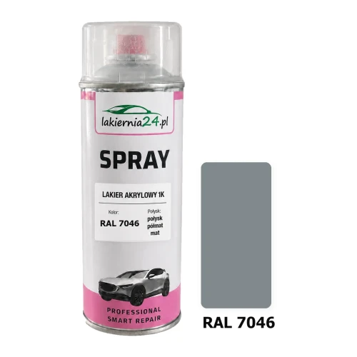 Lakier akrylowy 1K spray 400 ml RAL 7046 – puszka i próbnik koloru