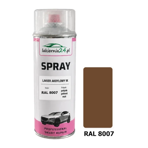 Lakier akrylowy 1K spray 400 ml RAL 8007 – puszka i próbnik koloru