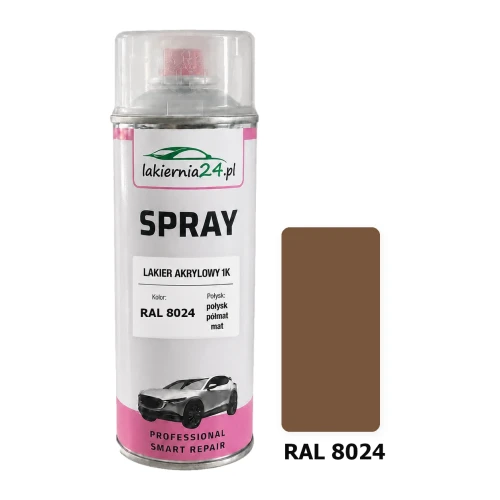 Lakier akrylowy 1K spray 400 ml RAL 8024 – puszka i próbnik koloru