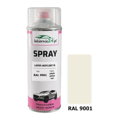 Lakier akrylowy 1K spray 400 ml RAL 9001 – puszka i próbnik koloru
