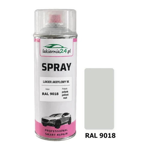 Lakier akrylowy 1K spray 400 ml RAL 9018 – puszka i próbnik koloru