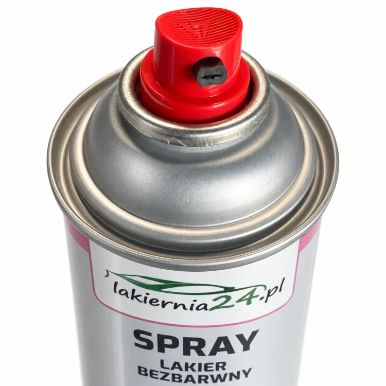 Czerwony atomizer lakieru bezbarwnego w sprayu Lakiernia24.pl – detal