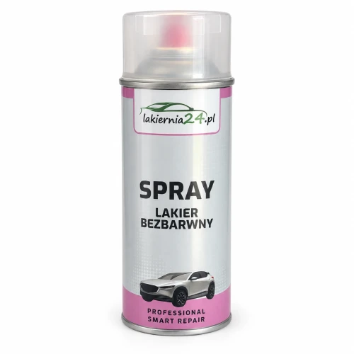 Lakier bezbarwny w sprayu Lakiernia24.pl z założoną przezroczystą nasadką